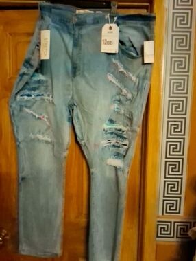Slim Straight Ripped Light Blue Men's Jeans